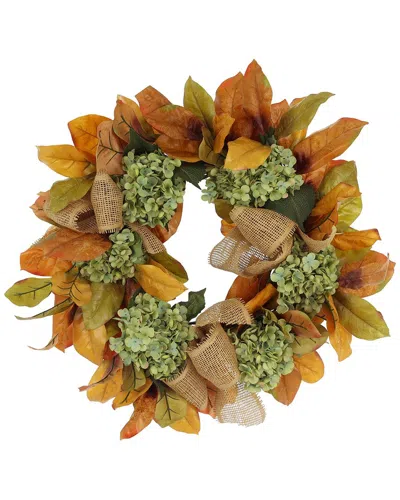 Creative Displays 26 Fall Wreath With Green Hydrangeas And Leaves In Orange