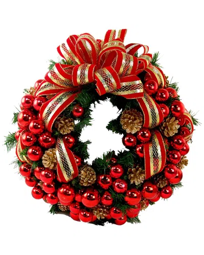 Creative Displays 26 Holiday Wreath With Pinecones In Red