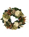 Creative Displays 26 Assorted Hydrangea Fall Wreath With Orange Thi In Cream