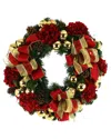 Creative Displays 26in Christmas Wreath With Hydrangeas & Ornaments In Red