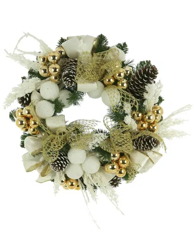 Creative Displays 26in Flocked Holiday Wreath With Branches In White