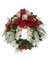 Creative Displays 26in Flocked Holiday Wreath With Eucalyptus In Red