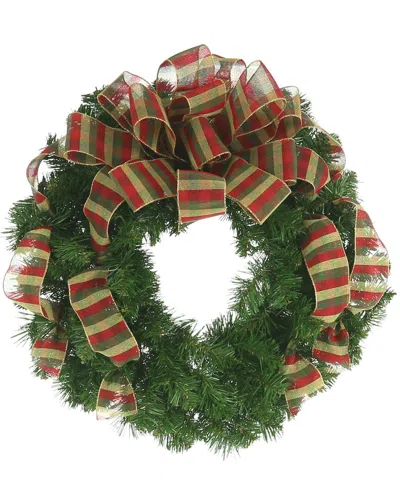 Creative Displays 26in Holiday Wreath With Plaid Bow In Green