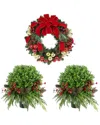 Creative Displays 26in Modern Christmas Holiday Wreath With 2 Uv-rated Boxwood Drop-ins In Red