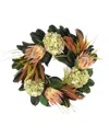 Creative Displays 26 Protea Fall Wreath With Green Hydrangeas And O In Orange