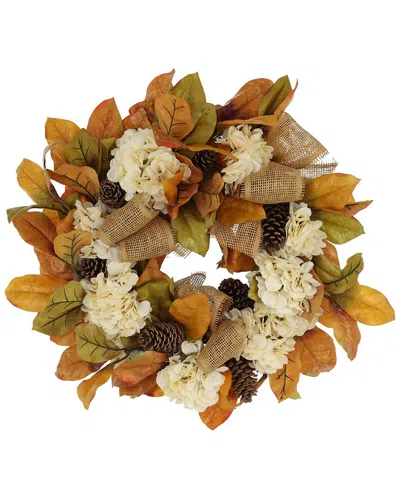 Creative Displays 27in Traditional Fall Wreath With Hydrangeas & Pinecones In Brown