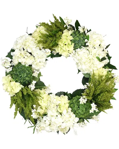 Creative Displays 27in White And Green Wildflower Mixed Floral Wreath