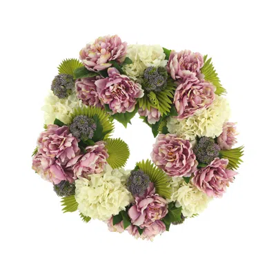 Creative Displays 28" Hydrangea, Peony And Sedum Wreath In Multi