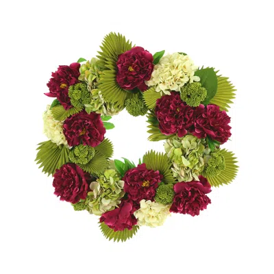 Creative Displays 28" Peony, Hydrangea And Sedum Wreath In Green