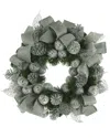 Creative Displays 28in Christmas Wreath With Ornaments & Pinecones In Silver