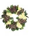 Creative Displays 28in Cream And Plum Hydrangea Magnolia Leaves Wreath In Plum