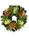 Creative Displays Fall Wreath W/ Hydrangea, Heather, And Berries In Orange