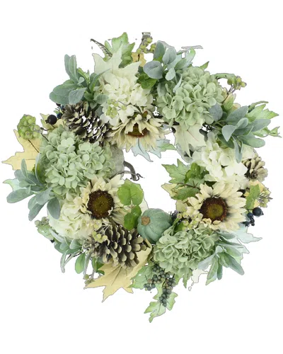 Creative Displays 28in Green And Teal Mixed Floral Wreath