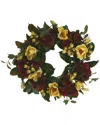 Creative Displays 28 Burgundy Hydrangea And Magnolia Fall Wreath Wi In Burgundy