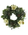 Creative Displays 29in Christmas Evergreen Wreath With Magnolias In White