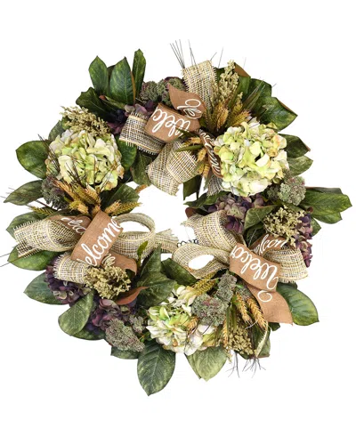 Creative Displays 29in Green Mixed Floral Magnolia Wreath In Multi