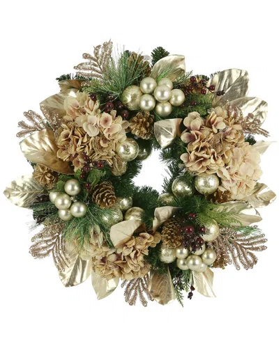Creative Displays 30 Cream And Pink Hydrangea Ornament Wreath In Multi