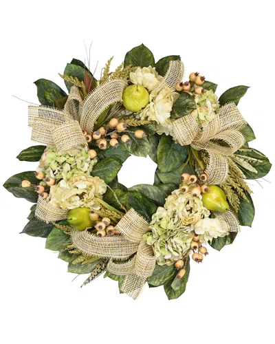 Creative Displays 31in Wreath Decorated With Green Hydrangeas In Multi