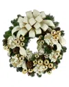 Creative Displays 32in Christmas Wreath With Hydrangeas & Large Bow In Cream