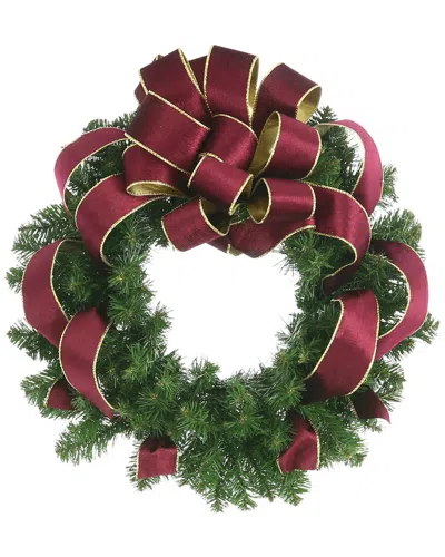 Creative Displays 32in Holiday Wreath With Plaid Bow In Burgundy
