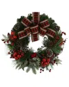 Creative Displays 34in Christmas Wreath With Farmhouse Bow In Red