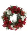 Creative Displays 34in Christmas Wreath With Ornaments & Plaid Bows In Red