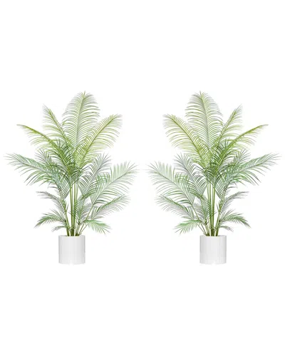Creative Displays 5.5ft Outdoor Uv-rated Kentia Palm Drop-in Trees With Fiberstone Pots In Green