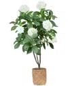 Creative Displays 5ft Hydrangea Drop-in Tree With Bamboo-wrapped Cement Pot In Neutral