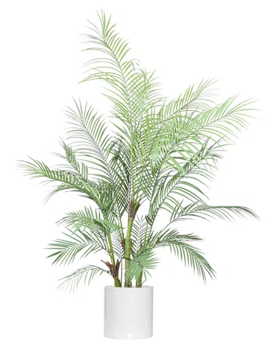 Creative Displays 5ft Outdoor Uv-rated Kentia Palm Drop-in Tree With Fiberstone Pot In White