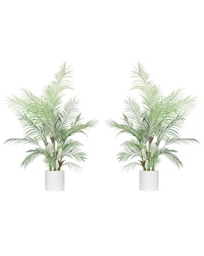 Creative Displays 5ft Outdoor Uv-rated Kentia Palm Drop-in Trees With Fiberstone Pots In Green