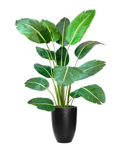 Creative Displays 6ft Uv-rated Traveler's Palm Tree With Fiberstone Planter In Green