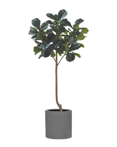 Creative Displays 7ft Fiddle Leaf Tree With Fiberstone Planter In Green