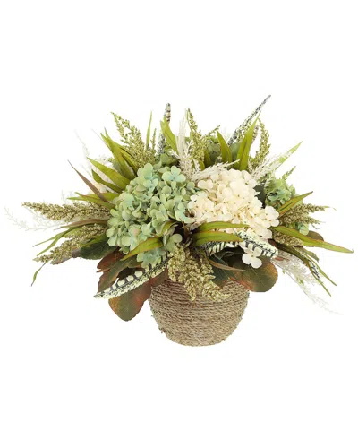 Creative Displays Assorted Hydrangea Fall Arrangement With Wheat In In Cream