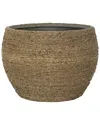 Creative Displays Beige Straw Grass-wrapped Cement Pot In Beige