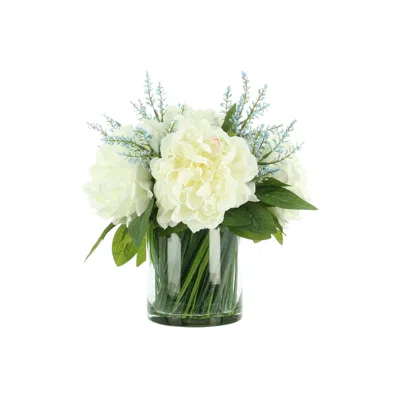Creative Displays Blue And White Heather And Peony Floral Arrangement In Green