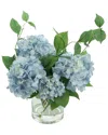 Creative Displays Blue Hydrangea Arrangement In Glass Vase In Blue