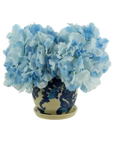 Creative Displays Blue Hydrangeas Arranged In A Blue & White Decorative Ceramic Pot
