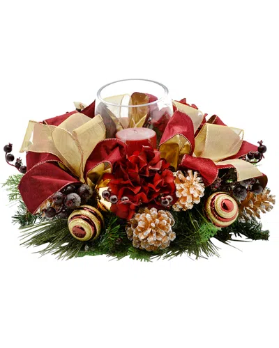 Creative Displays Burgundy & Gold Decorated Candle Centerpiece In Multi