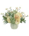 Creative Displays Butterfly Magnolia & Pink Hydrangea Arranged In Ceramic Vase In White