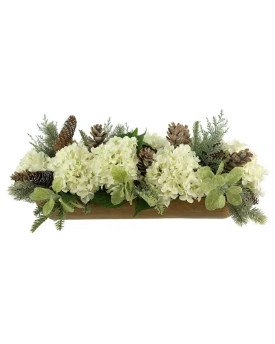 Creative Displays Christmas Centerpiece With Hydrangeas In Cream