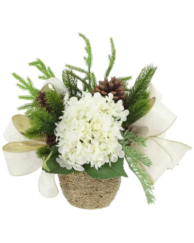 Creative Displays Christmas Holiday Arrangement With White Hydrangeas & Bows