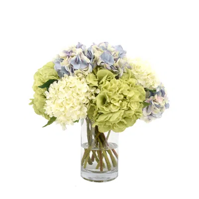 Creative Displays Cream & Blue Hydrangea Floral Arrangement In Multi