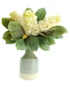 Creative Displays Cream Cone Hydrangea And Magnolia Leaf Floral Arrangement In Cream