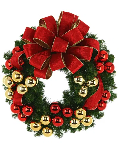 Creative Displays Evergreen Wreath Floral Arrangement In Red