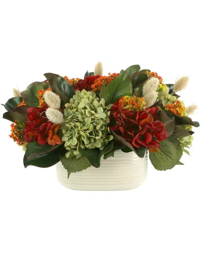 Creative Displays Fall Arrangement With Hydrangeas In Green