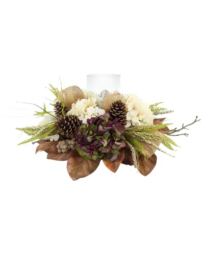 Creative Displays Fall Candleholder Centerpiece With Hydrangeas & Pinecones In Multi