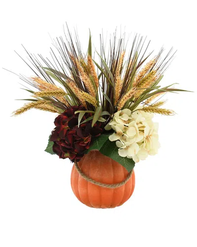 Creative Displays Fall Harvest Floral In An Orange Pumpkin Pot In Multi