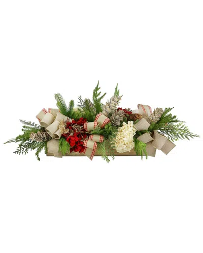 Creative Displays Farmhouse Christmas Arrangement With Hydrangeas & Evergreen In Multi