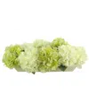 CREATIVE DISPLAYS CREATIVE DISPLAYS GREEN & WHITE HYDRANGEAS ARRANGED IN WHITE WOODEN PLANTER