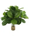 Creative Displays Green Fiddle Leaf Arrangement In Glass Vase With Rocks In Green